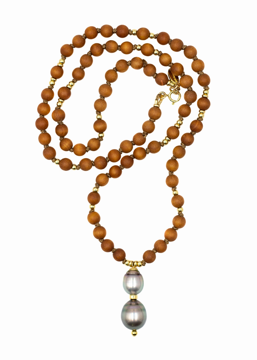 Long Prana Necklace with 2 Pearls